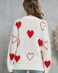 Angel Wings Contrast Heart Round Neck Long Sleeve Sweater