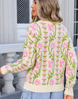 Angel Wings Flower Round Neck Long Sleeve Sweater