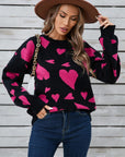 Angel Wings Heart Contrast Round Neck Long Sleeve Sweater