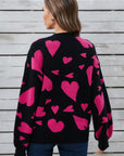 Angel Wings Heart Contrast Round Neck Long Sleeve Sweater