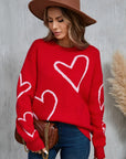 Angel Wings Heart Dropped Shoulder Long Sleeve Sweater