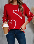 Angel Wings Heart Dropped Shoulder Long Sleeve Sweater