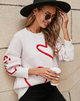 Angel Wings Heart Dropped Shoulder Long Sleeve Sweater