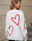 Angel Wings Heart Dropped Shoulder Long Sleeve Sweater