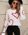 Angel Wings Heart Dropped Shoulder Long Sleeve Sweater