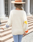 Angel Wings Heart Pattern Round Neck Long Sleeve Sweater