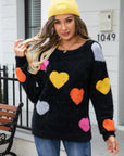 Angel Wings Heart Pattern Round Neck Long Sleeve Sweater