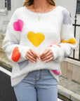 Angel Wings Heart Pattern Round Neck Long Sleeve Sweater