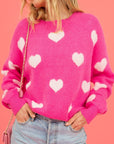 Angel Wings Heart Round Neck Drop Shoulder Sweater