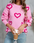 Angel Wings Heart Round Neck Dropped Shoulder Long Sleeve Sweater