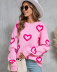 Angel Wings Heart Round Neck Dropped Shoulder Long Sleeve Sweater