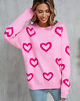 Angel Wings Heart Round Neck Dropped Shoulder Long Sleeve Sweater