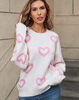 Angel Wings Heart Round Neck Dropped Shoulder Long Sleeve Sweater