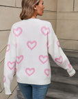 Angel Wings Heart Round Neck Dropped Shoulder Long Sleeve Sweater