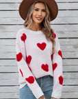 Angel Wings Heart Round Neck Long Sleeve Sweater