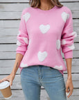 Angel Wings Heart Round Neck Long Sleeve Sweater