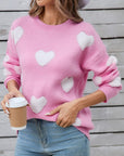 Angel Wings Heart Round Neck Long Sleeve Sweater