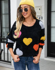 Angel Wings Heart Pattern Round Neck Long Sleeve Sweater