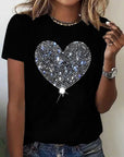 Heart Graphic Round Neck Short Sleeve T-Shirt