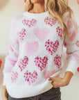 Pearl Detail Heart Round Neck Sweater