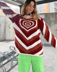 Heart Mock Neck Long Sleeve Sweater