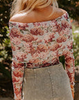 Floral Off-Shoulder Long Sleeve Bodysuit