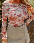 Floral Off-Shoulder Long Sleeve Bodysuit