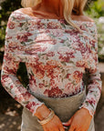 Floral Off-Shoulder Long Sleeve Bodysuit