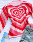 Heart Mock Neck Long Sleeve Sweater