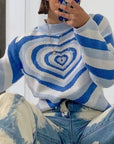 Heart Mock Neck Long Sleeve Sweater