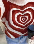 Heart Mock Neck Long Sleeve Sweater