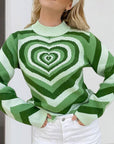 Heart Mock Neck Long Sleeve Sweater