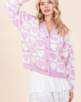 Mittoshop Checkered Heart Button Down Cardigan