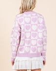 Mittoshop Checkered Heart Button Down Cardigan