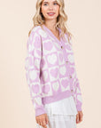 Mittoshop Checkered Heart Button Down Cardigan