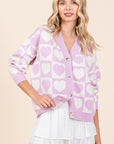 Mittoshop Checkered Heart Button Down Cardigan