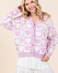 Mittoshop Checkered Heart Button Down Cardigan