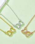 Moissanite 925 Sterling Silver Heart Bow Necklace