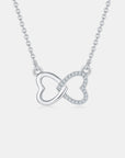 Moissanite 925 Sterling Silver Heart Bow Necklace