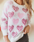 Pearl Detail Heart Round Neck Sweater