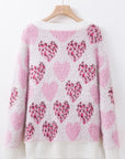 Pearl Detail Heart Round Neck Sweater