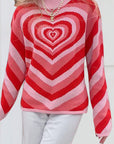 Heart Mock Neck Long Sleeve Sweater