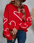 Angel Wings Heart Dropped Shoulder Long Sleeve Sweater