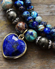 Imperial Stone Heart Three-Layered Bracelet