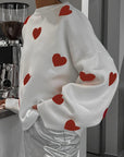 Valentine’s Day Heart Round Neck Long Sleeve Sweater