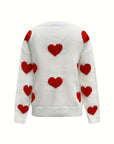 Valentine’s Day Heart Round Neck Long Sleeve Sweater