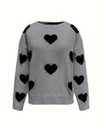 Valentine’s Day Heart Round Neck Long Sleeve Sweater