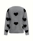 Valentine’s Day Heart Round Neck Long Sleeve Sweater