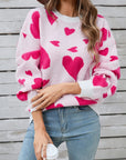 Angel Wings Heart Contrast Round Neck Long Sleeve Sweater