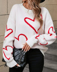 Angel Wings Heart Dropped Shoulder Long Sleeve Sweater